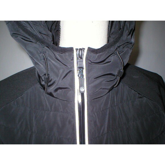 New NWT L Mens Coat Michael Kors Reflective Down Jacket Black Rain Wind Hood War - Picture 4 of 8
